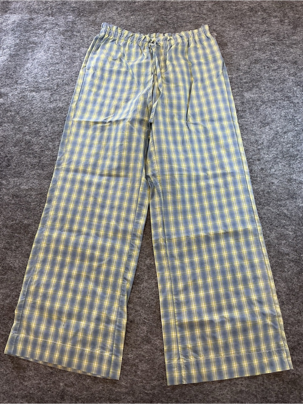 Kimchi Blue Wide-Leg Plaid Lounge Pants in Blue and Yellow Size S - Picture 1 of 4